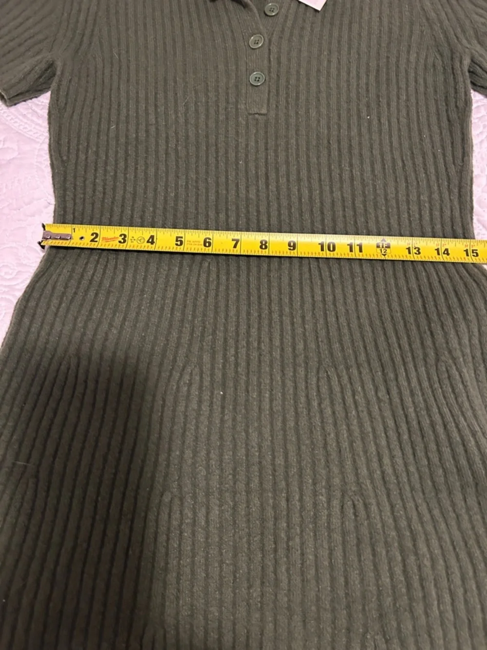 Banana Republic Olive Green Ribbed Polo Midi Dress - Picture 6 of 7